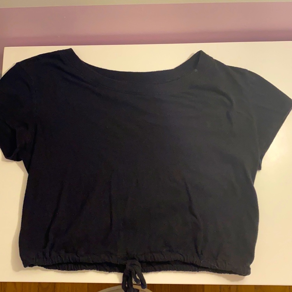 Aeropostale Black Tie Crop Top (Size XS)